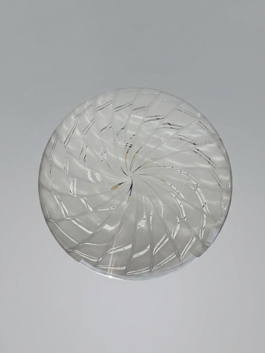 Vintage Murano loftslampe i transperant glas med peacock mønster 45 cm