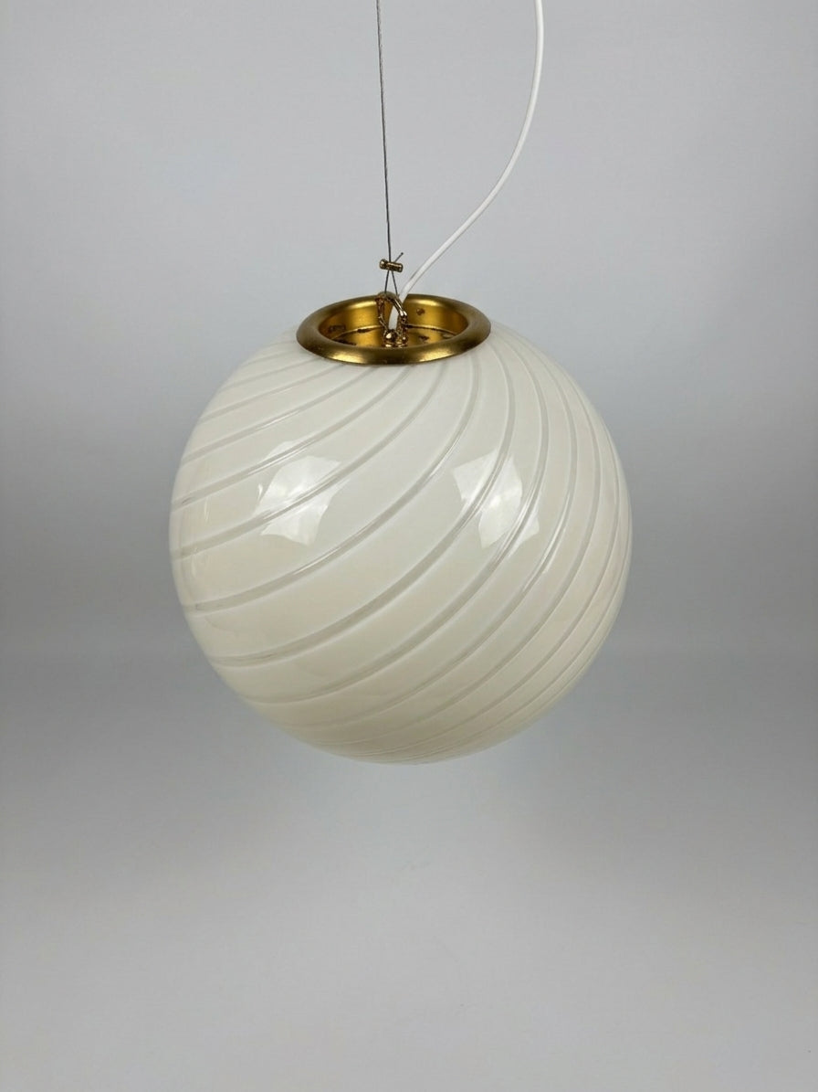 Vintage Murano pendel i cremegult swirl 40 cm