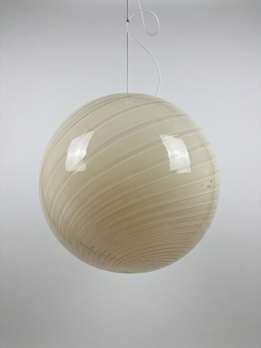 Vintage Murano pendel i cremegult swirl 40 cm