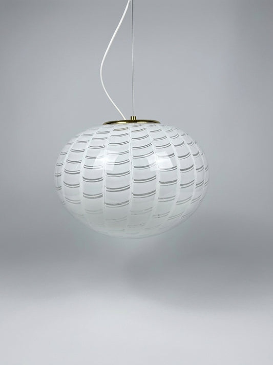 Vintage Murano loftslampe i transperant glas med peacock mønster 45 cm