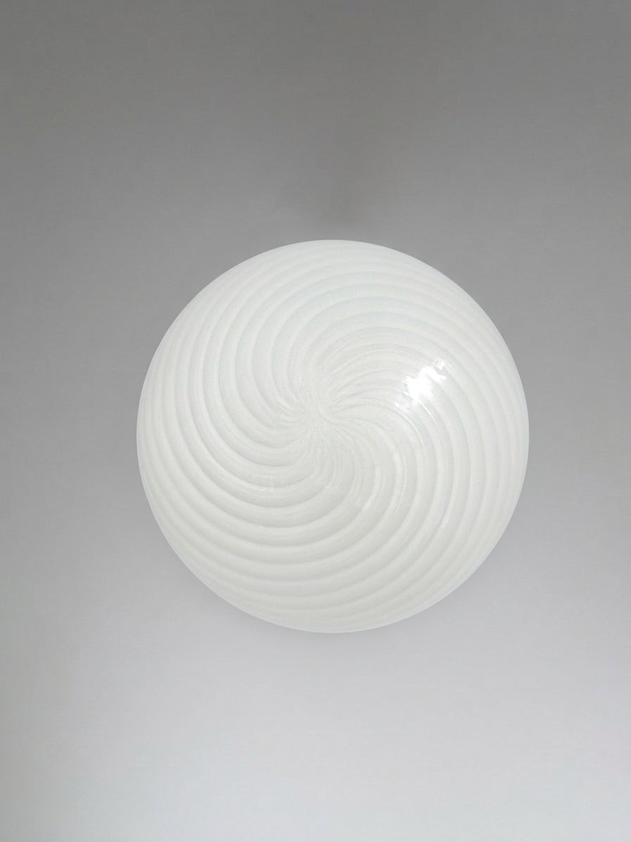 Vintage Murano pendel rundt med hvidt swirl 35 cm