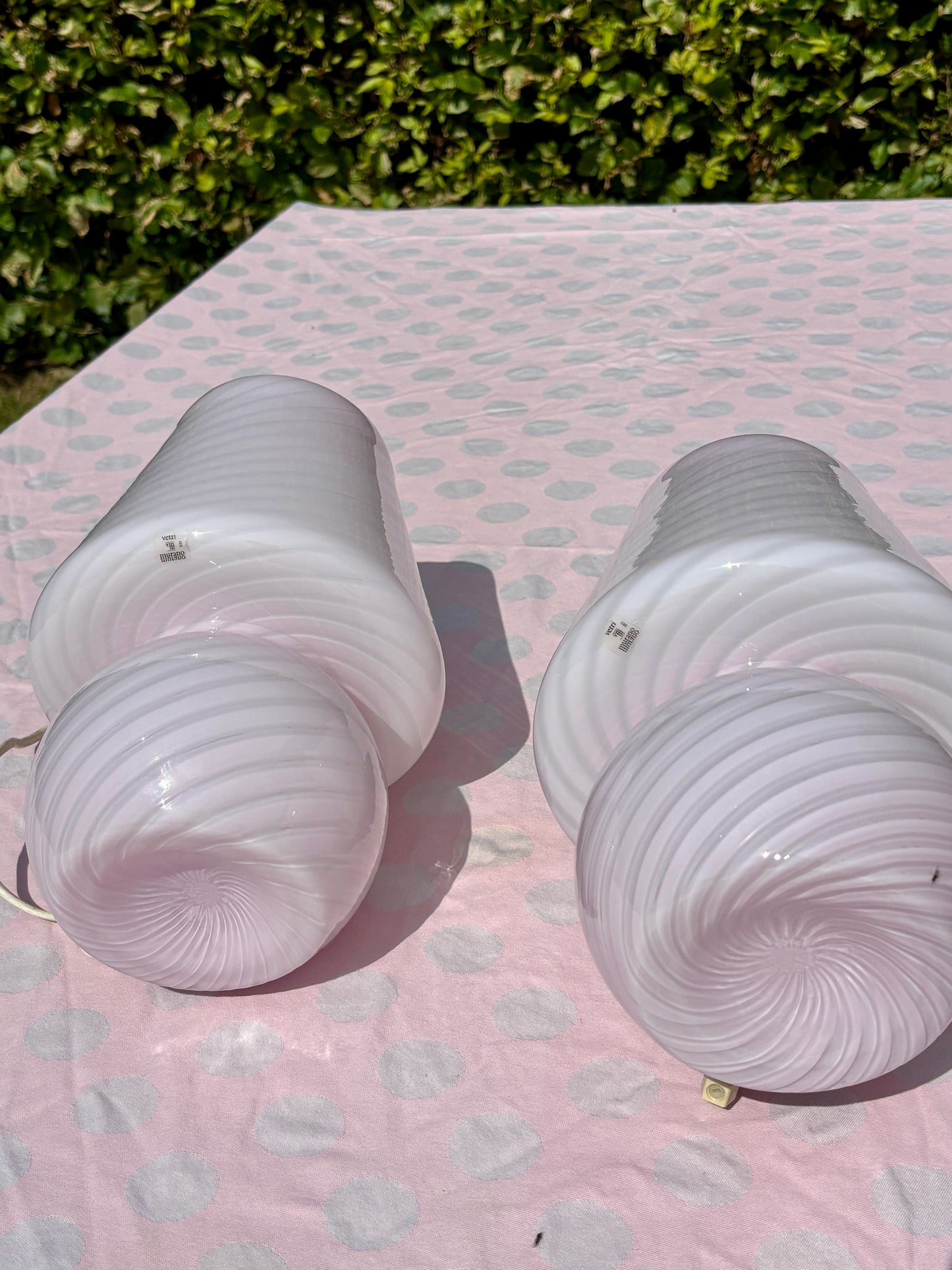 Sjældne Vintage Effetre Murano mushroom i pink swirl 30 cm