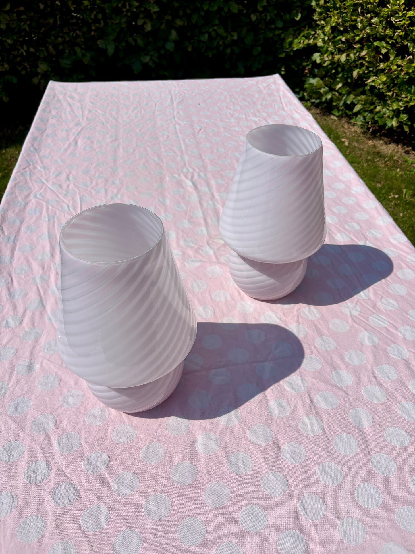 Sjældne Vintage Effetre Murano mushroom i pink swirl 30 cm