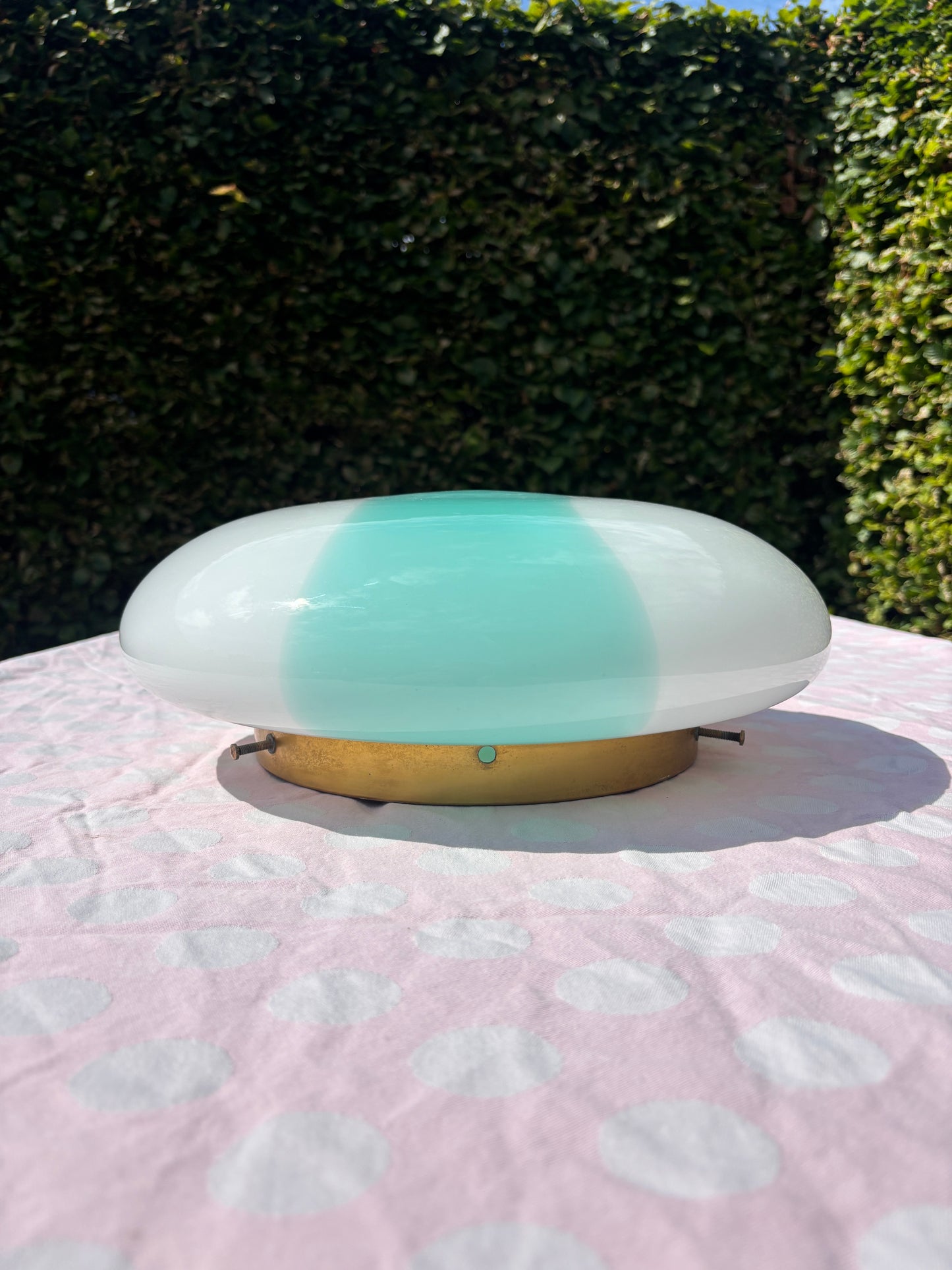Vintage Murano plafond fra "La Murrina" i hvidt og blåt mønster 38 cm