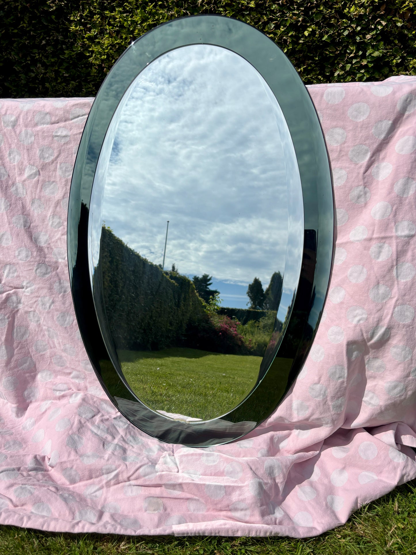 Vintage Italiensk spejl med mørkegrøn glasramme