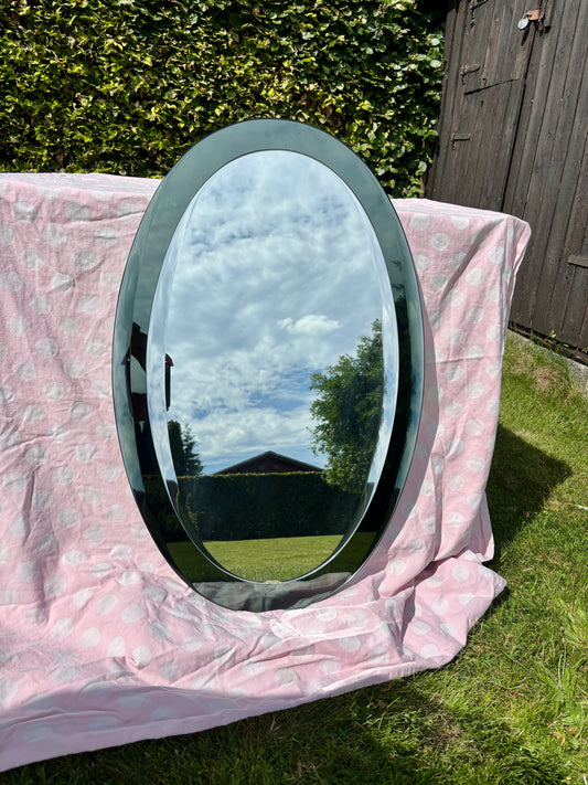 Vintage Italiensk spejl med mørkegrøn glasramme