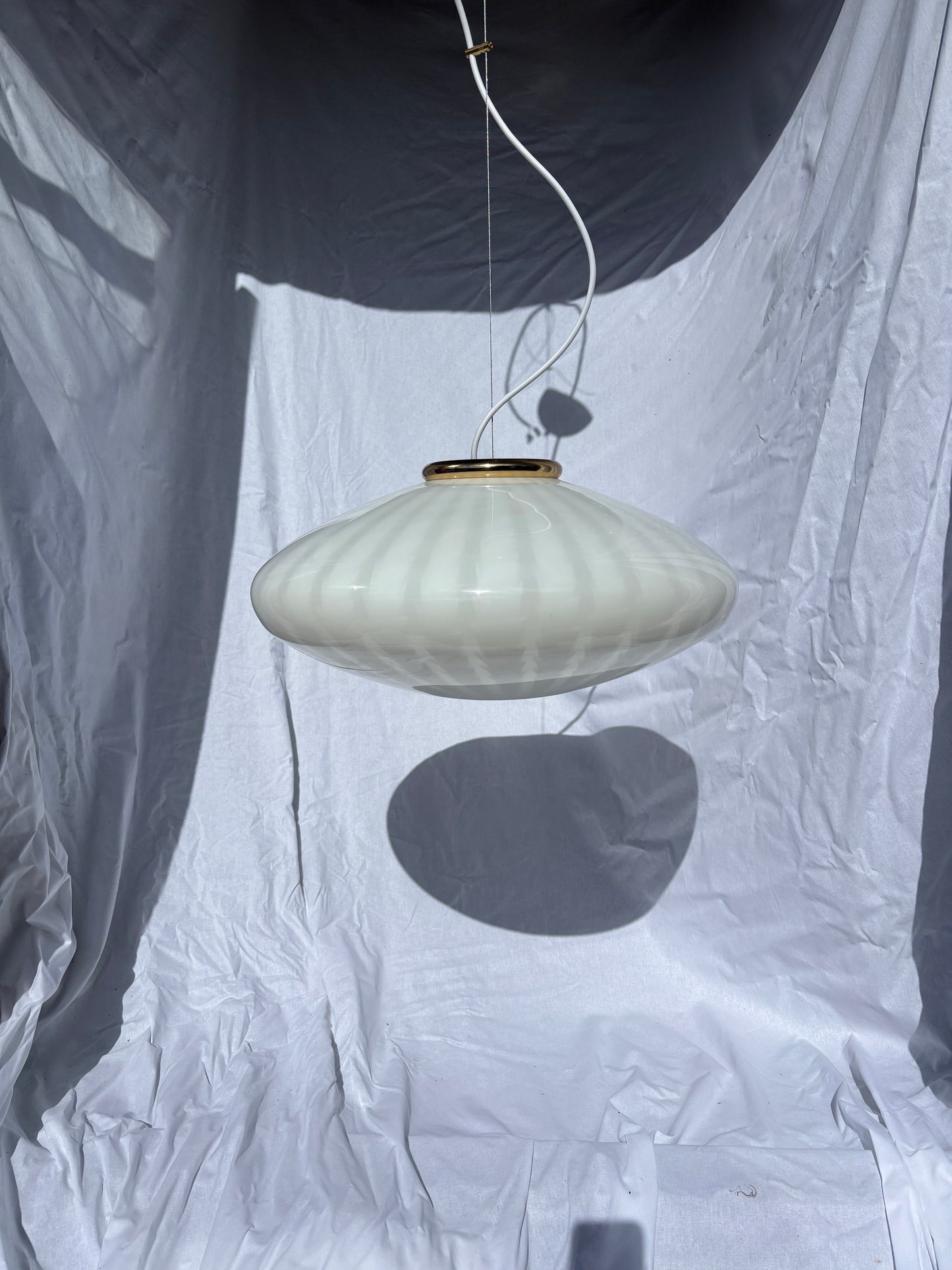 Kæmpe vintage Murano loftslampe med peacock mønster 45 cm