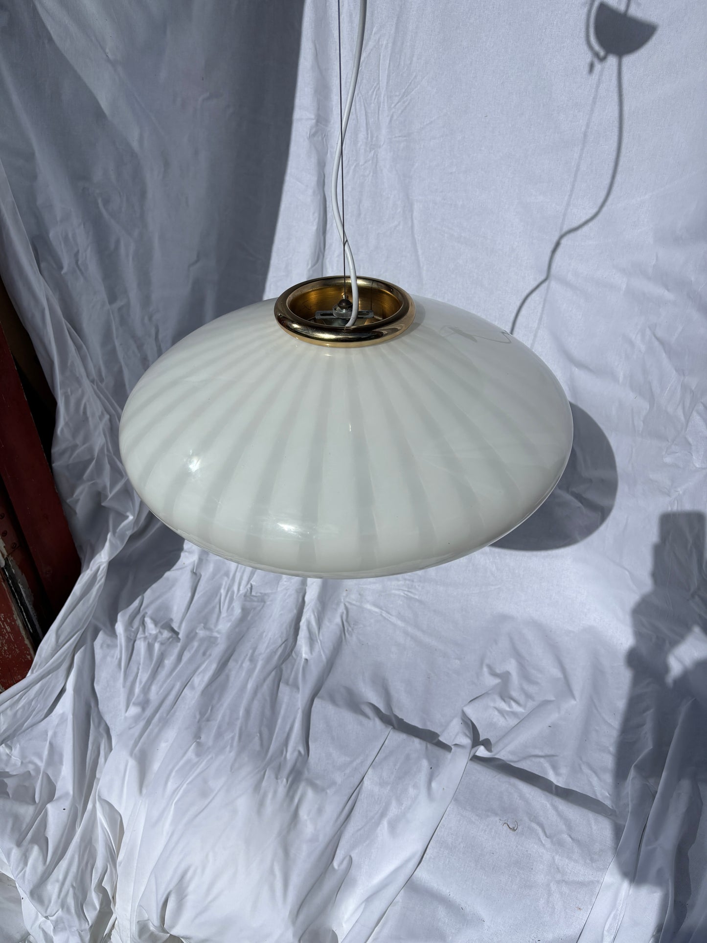 Kæmpe vintage Murano loftslampe med peacock mønster 45 cm