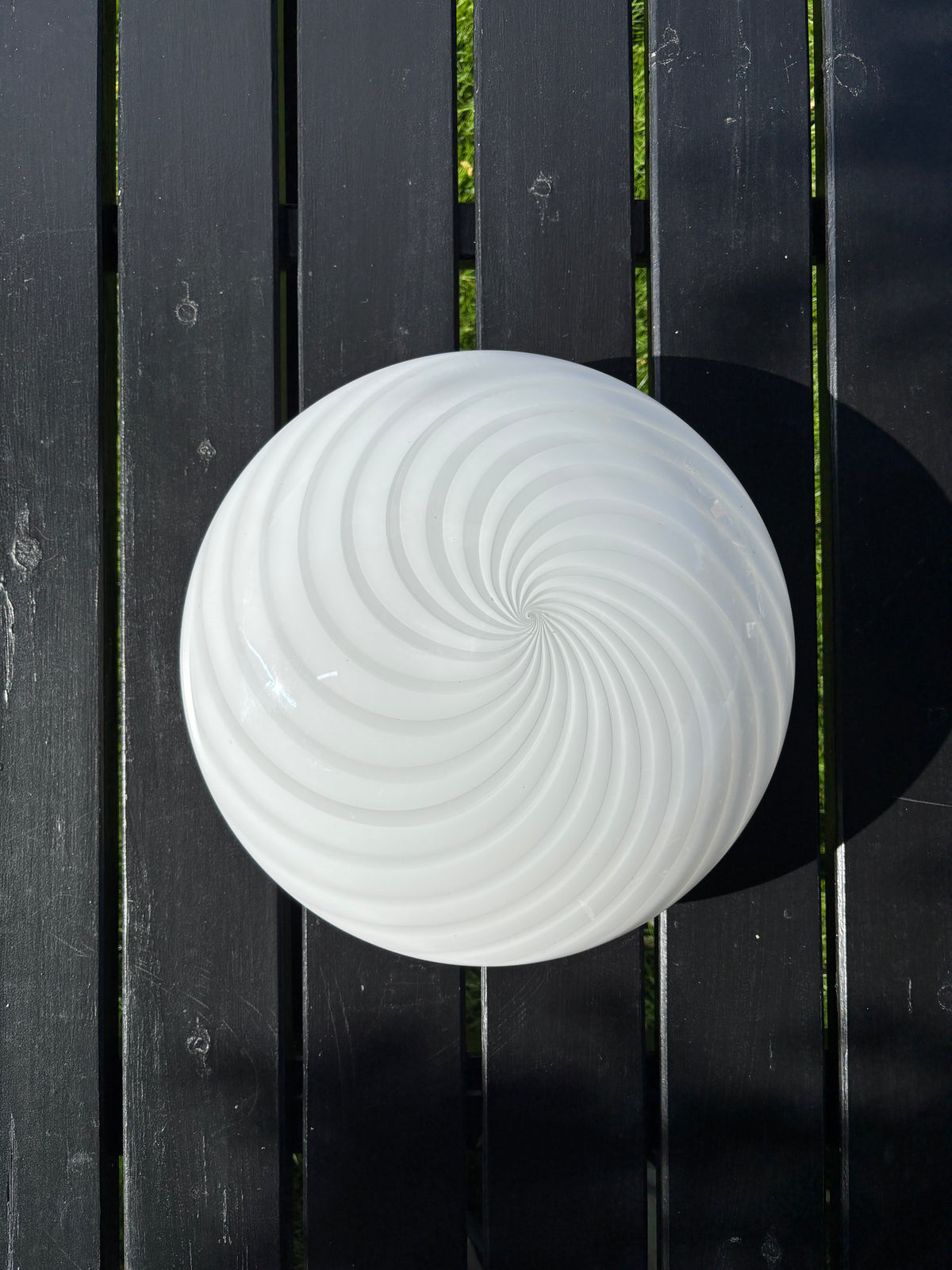 Vintage Murano plafond i hvid swirl 38 cm
