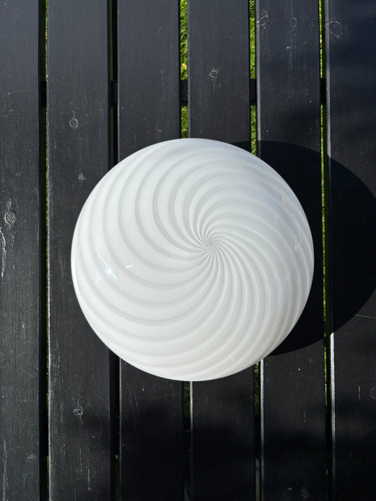 Vintage Murano plafond i hvid swirl 38 cm