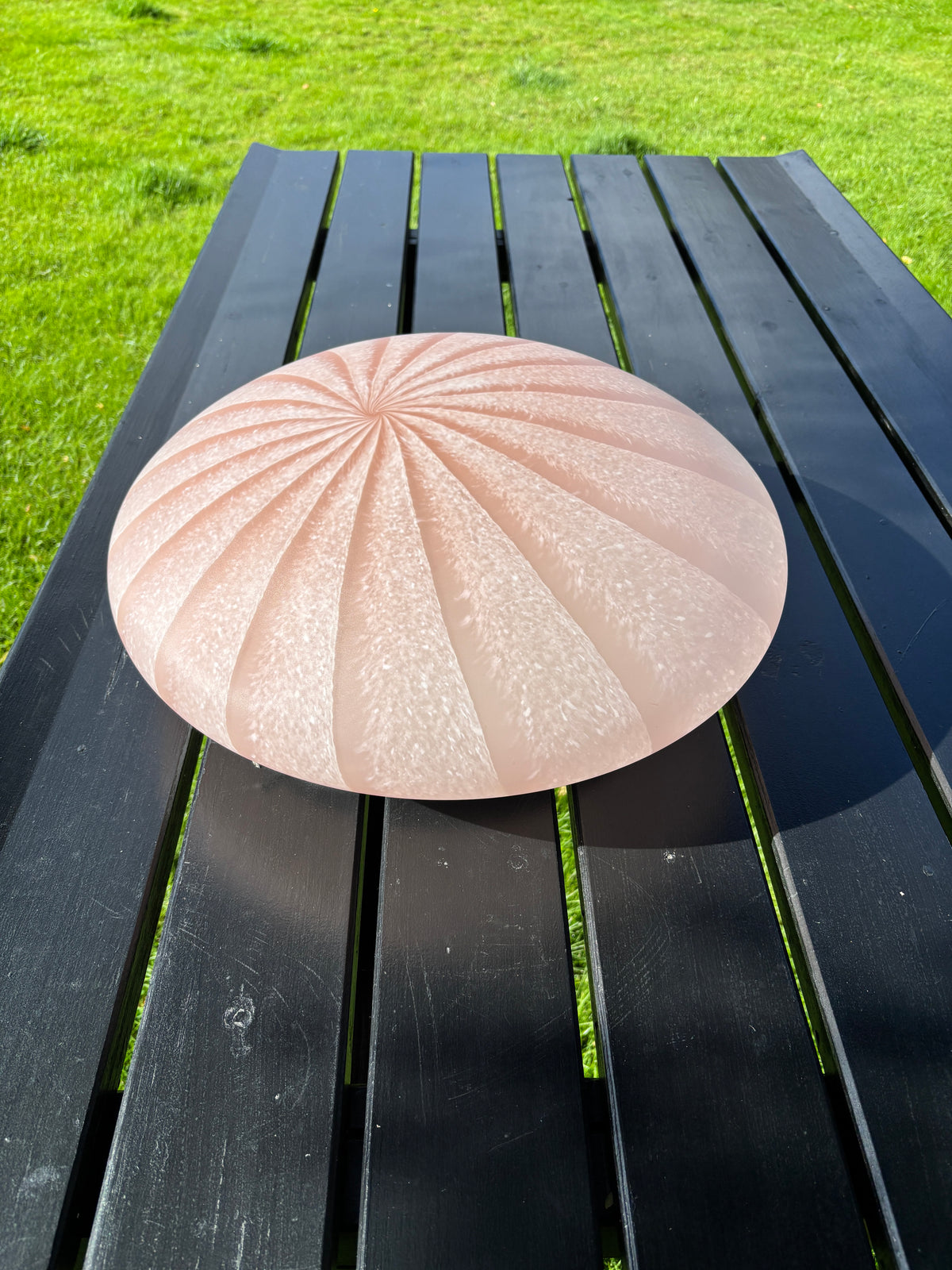 Sjælden og kæmpe vintage Murano plafond lyserødt mønster 50 cm