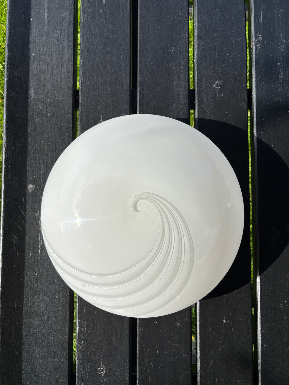 Vintage Murano plafond med gråt og hvidt swirl 40 cm