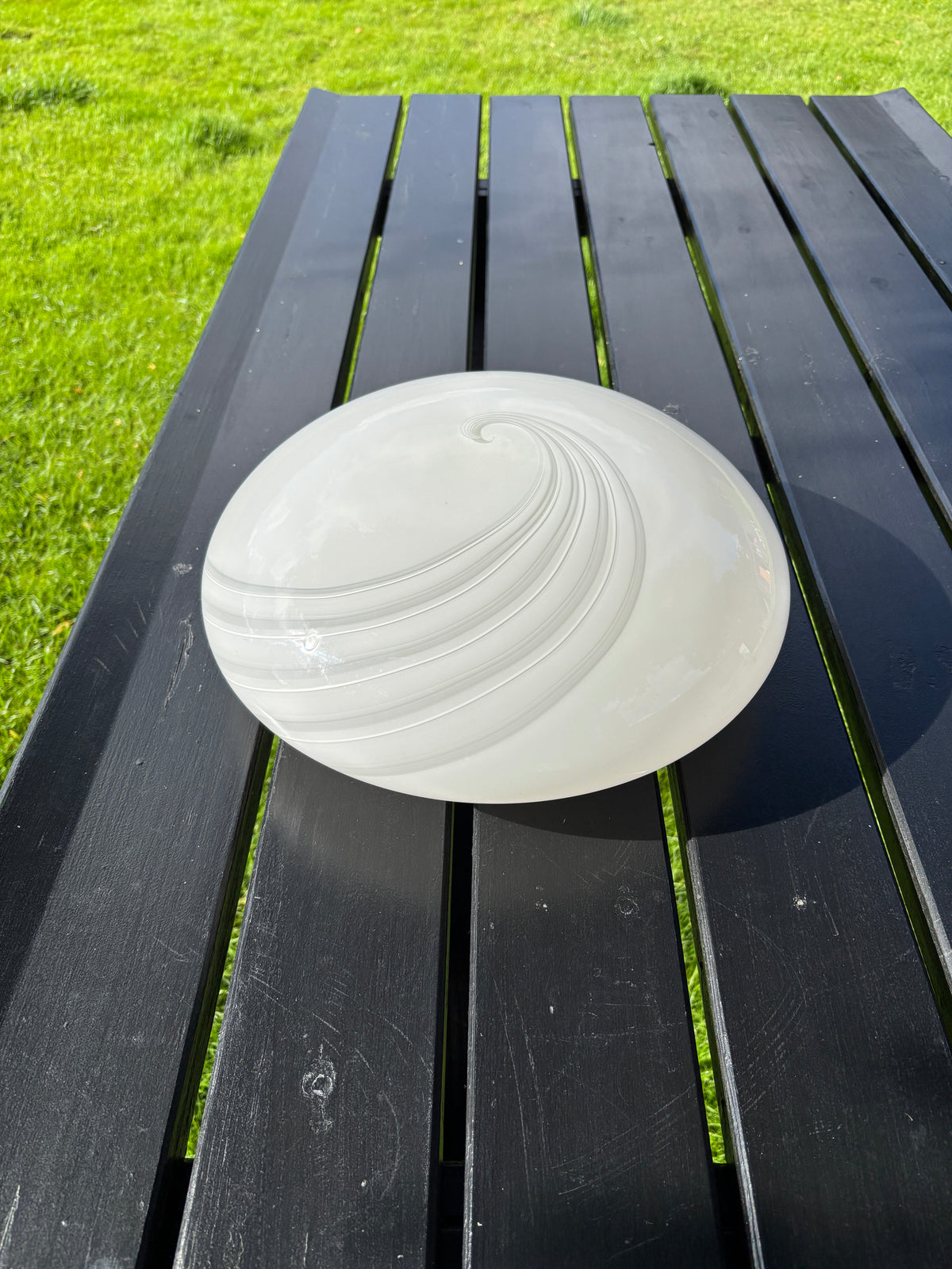Vintage Murano plafond med gråt og hvidt swirl 40 cm