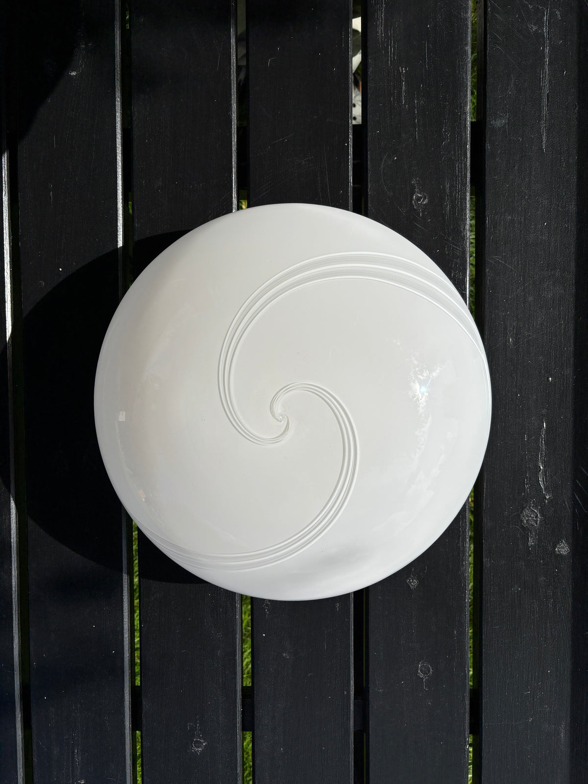 Vintage Murano plafond med gråt og hvidt dobbelt swirl 40 cm
