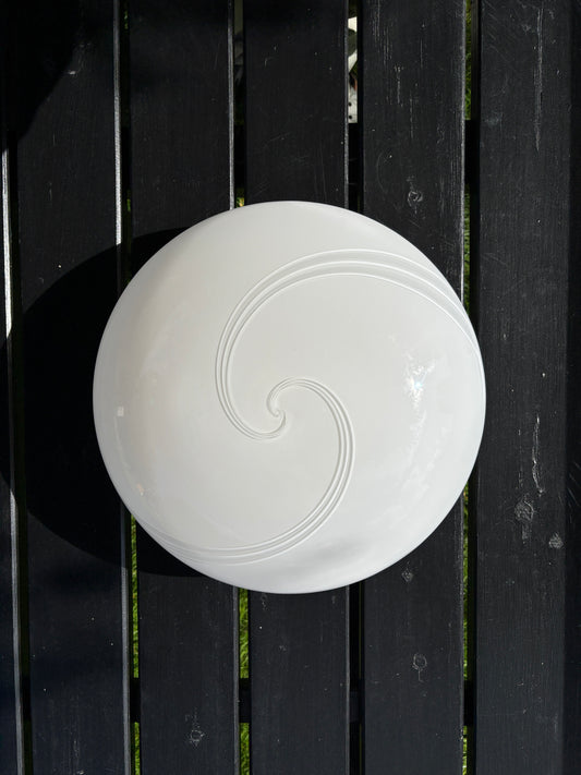 Vintage Murano plafond med gråt og hvidt dobbelt swirl 40 cm
