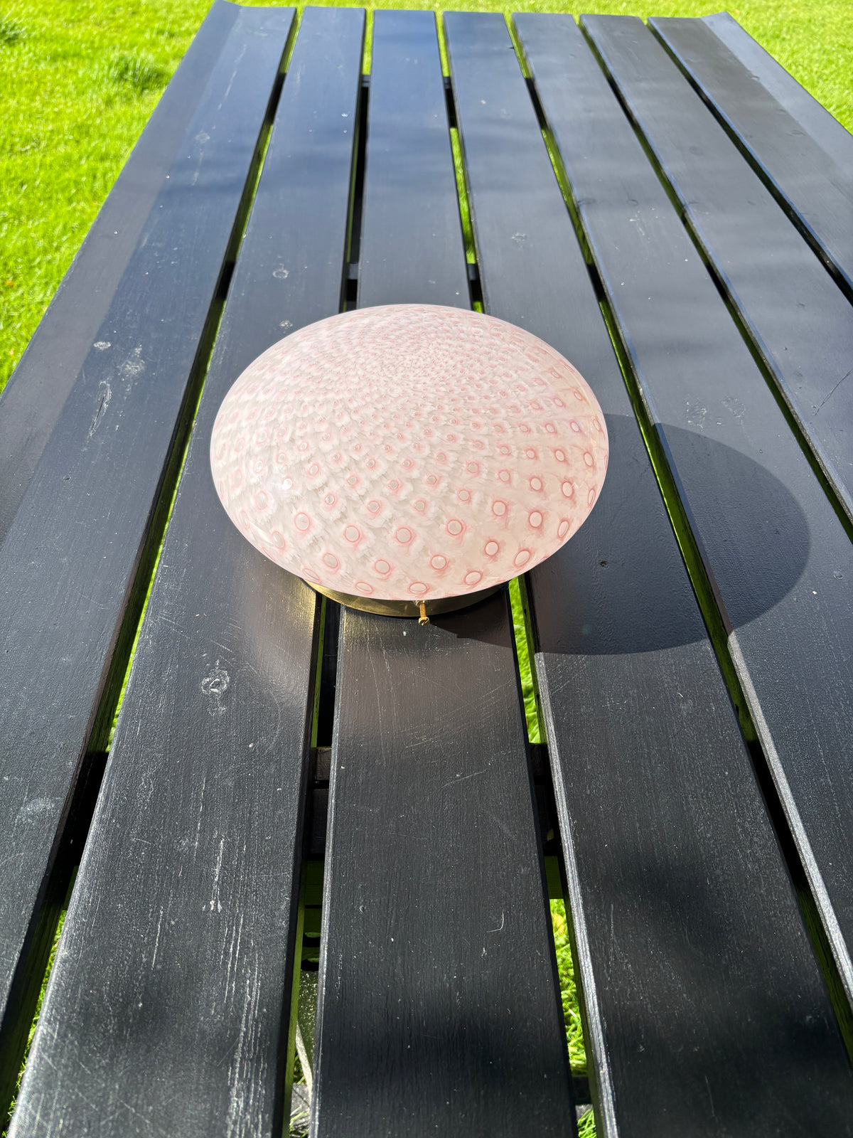 Sjælden vintage Murano plafond i lysrøde Murrine mønster 25 cm