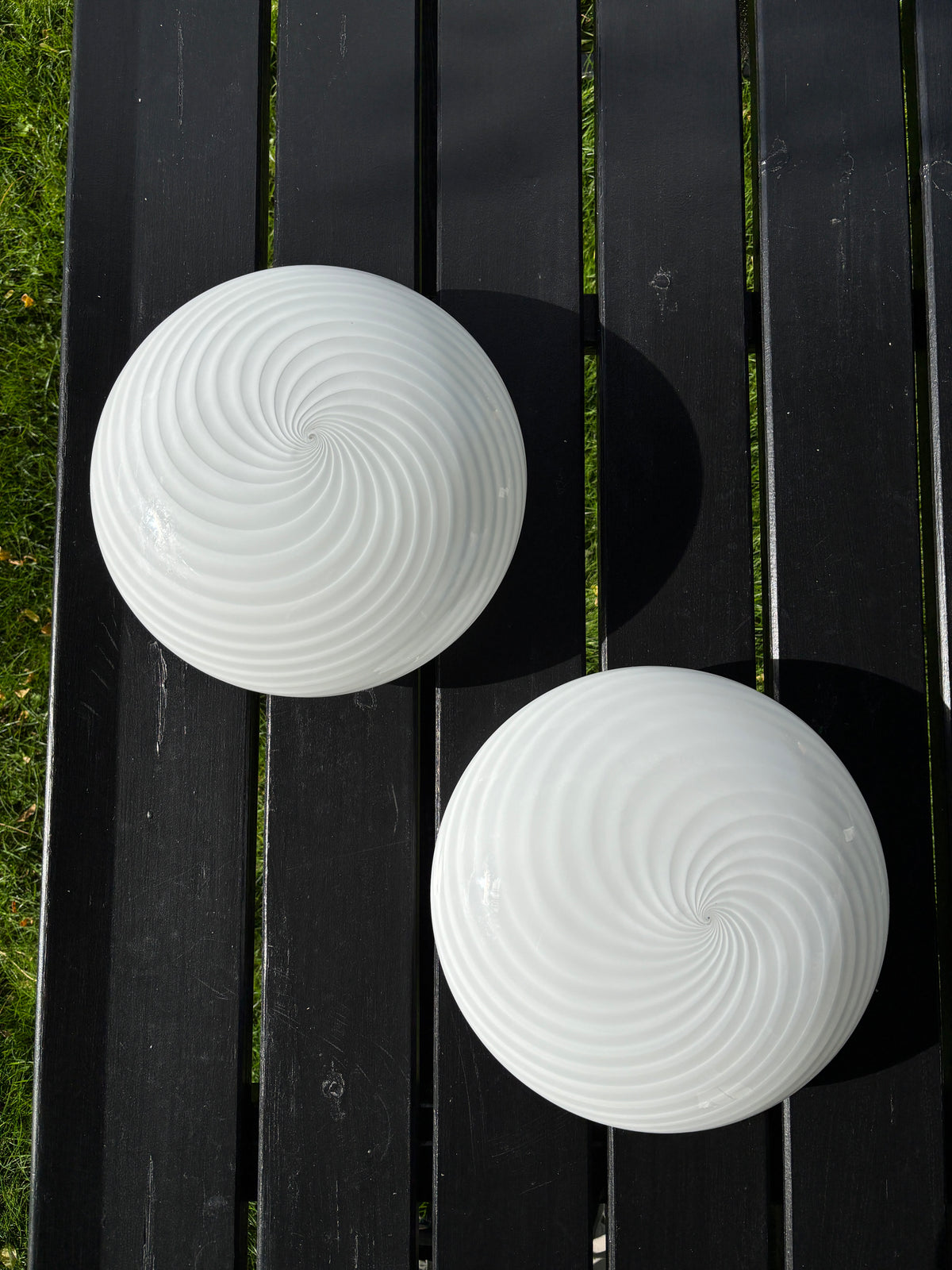 Vintage Murano plafond i hvid swirl 30 cm