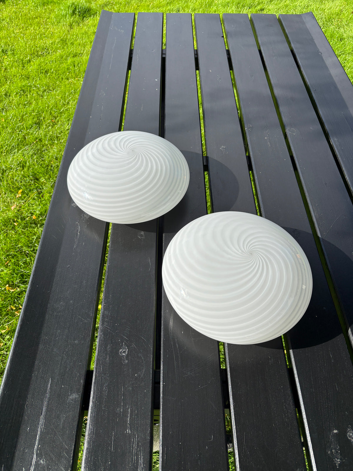 Vintage Murano plafond i hvid swirl 30 cm
