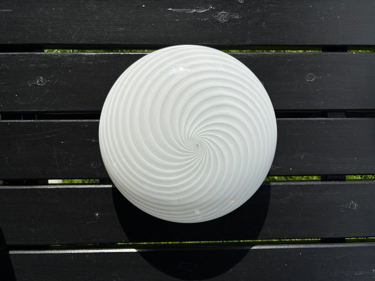 Vintage Murano plafond i hvid swirl 30 cm