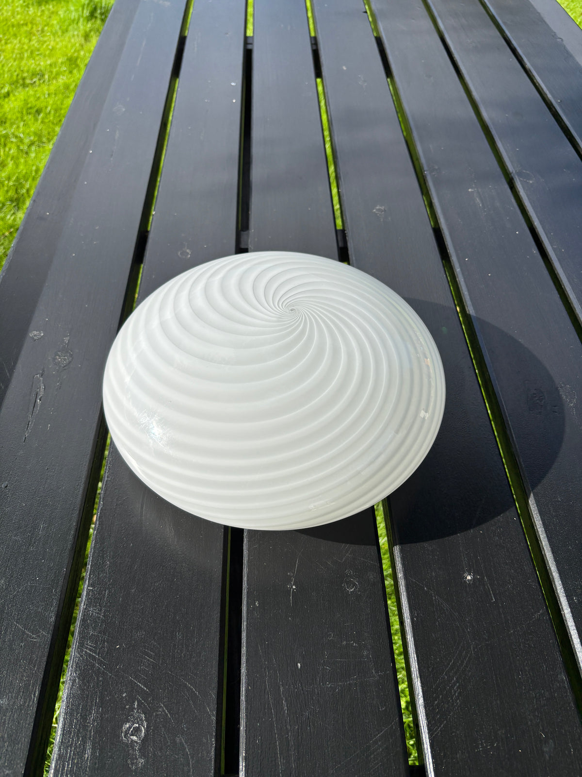 Vintage Murano plafond i hvid swirl 30 cm