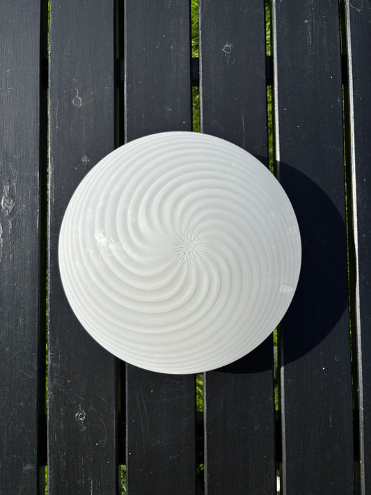 Vintage Murano plafond i hvid swirl 35 cm
