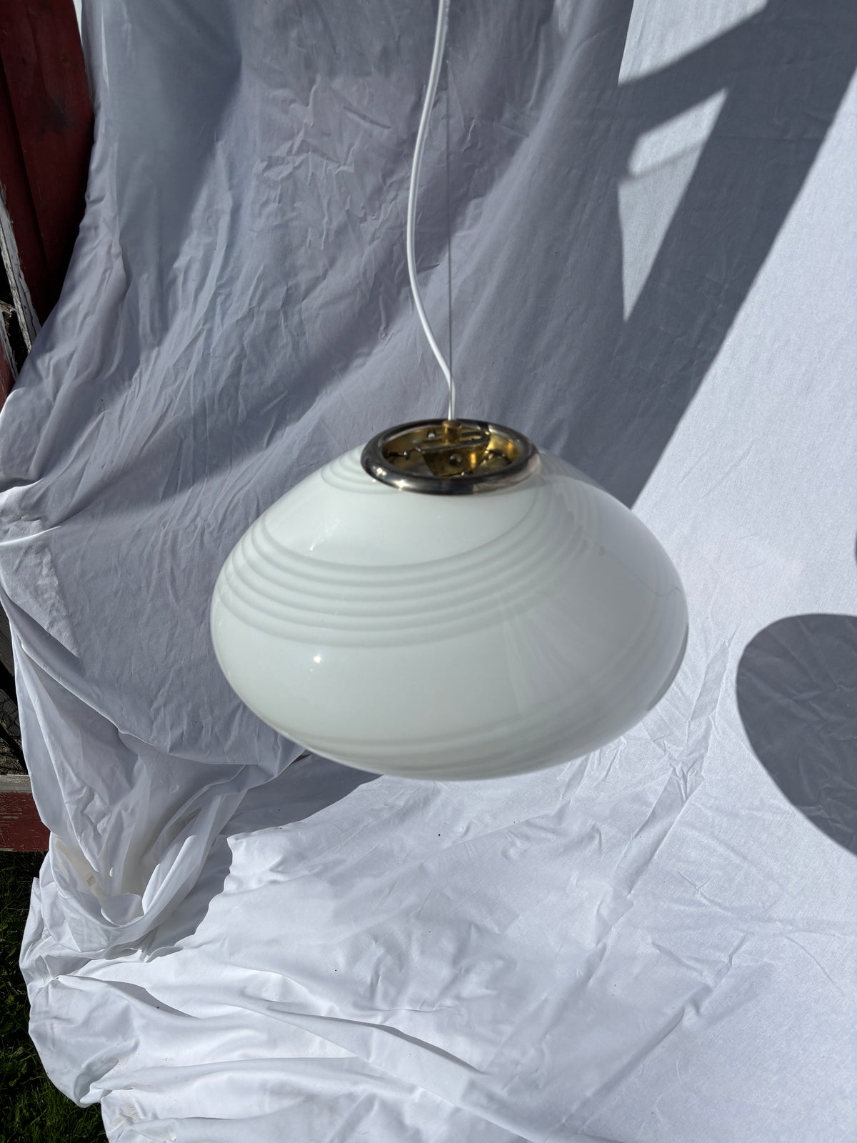 Vintage Murano pendel med hvid swirl 40 cm