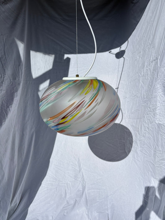 Vintage Murano pendel i satinglas med multicolor swirl