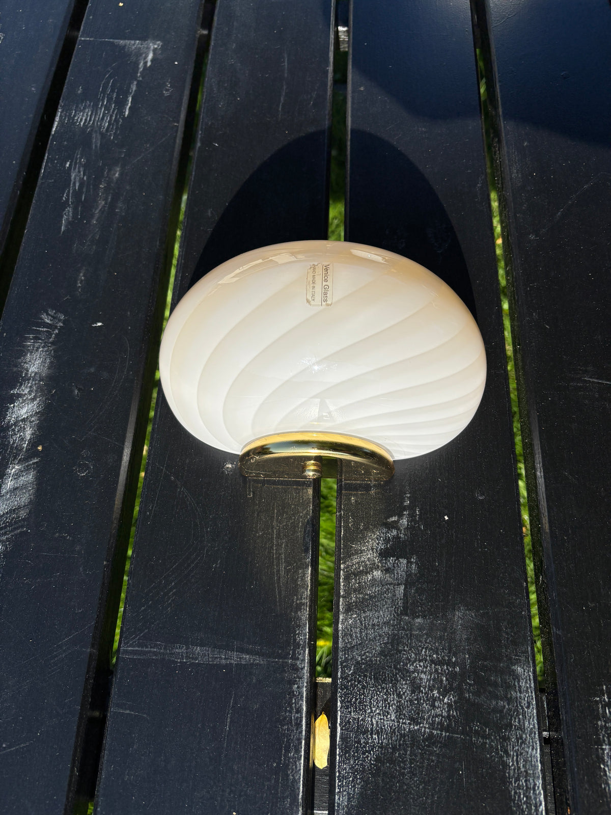 Sjælden vintage Murano muslinge væglampe i ravgult swirl