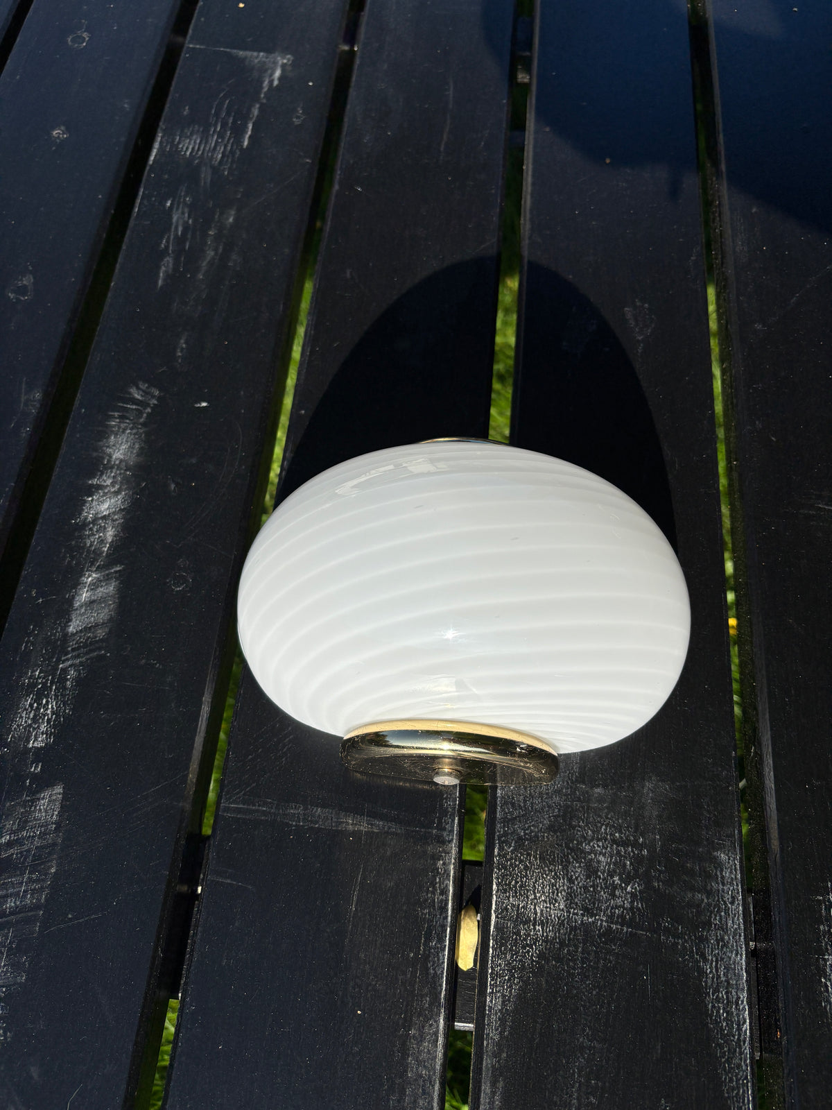 Vintage Murano muslinge væglampe i hvidt swirl