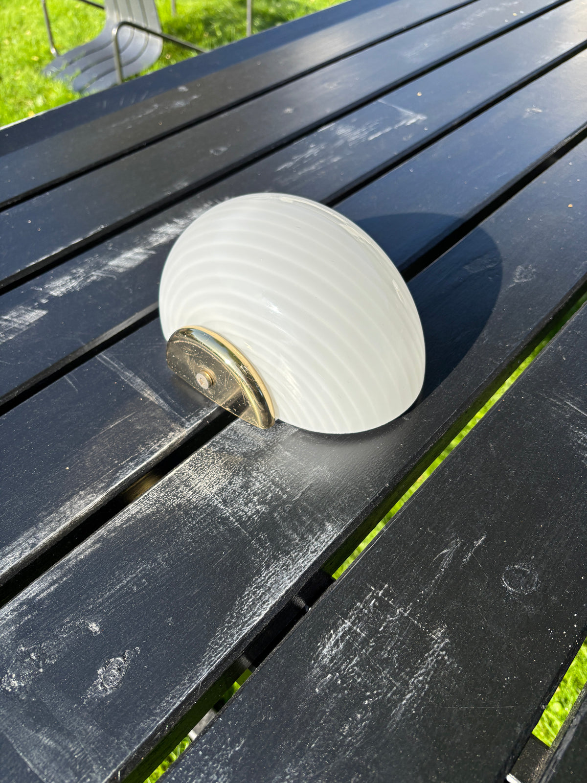 Vintage Murano muslinge væglampe i hvidt swirl