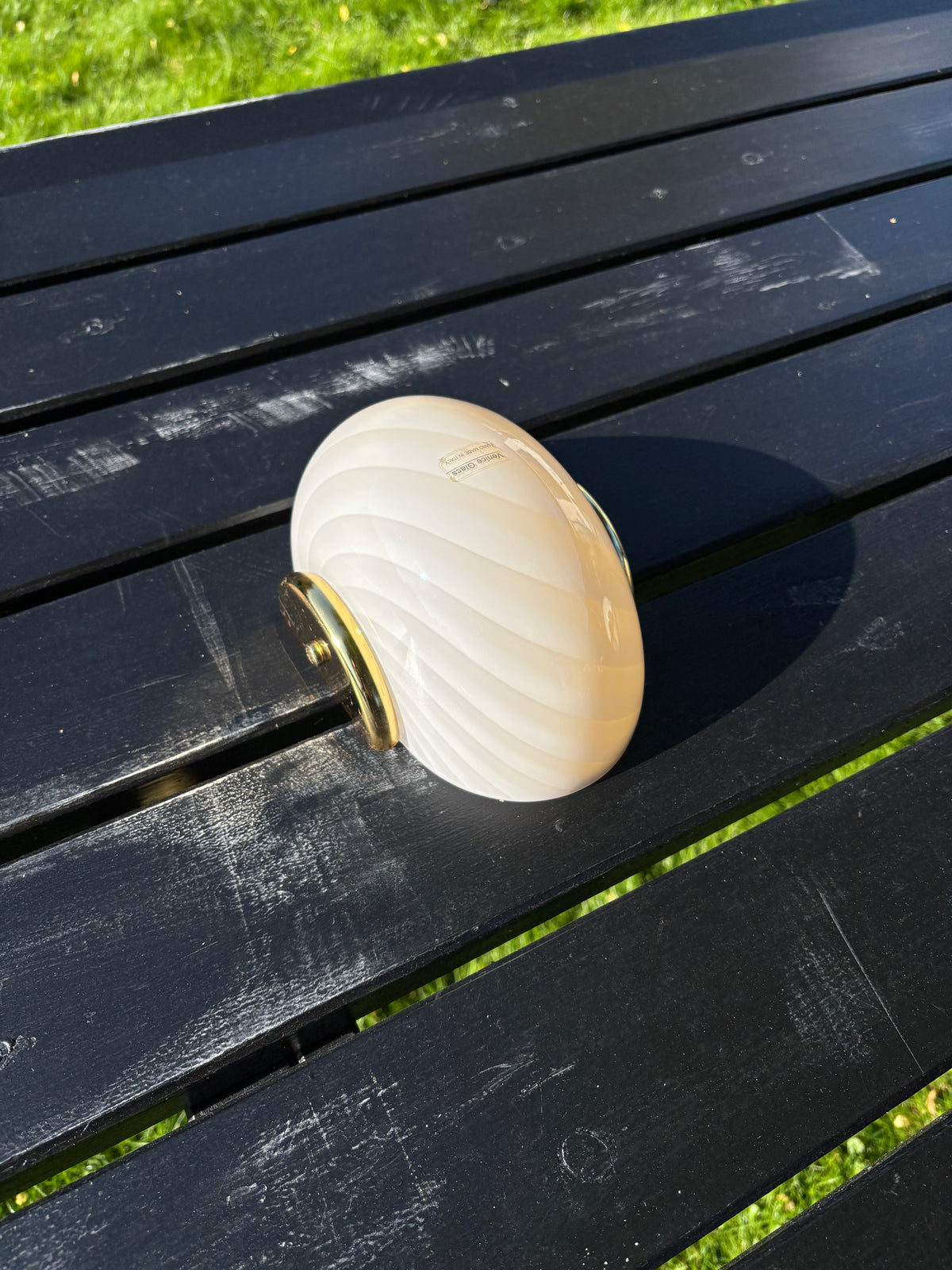 Sjælden vintage Murano muslinge væglampe i ravgult swirl