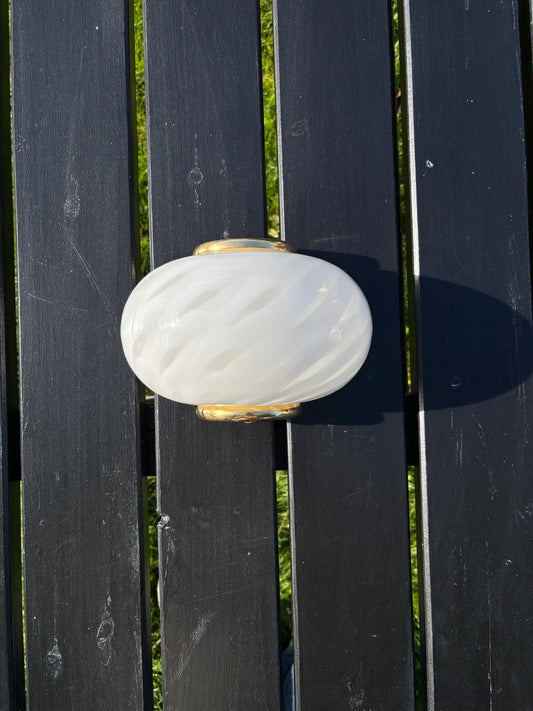 Vintage Murano muslinge væglampe i hvidt swirl mønster