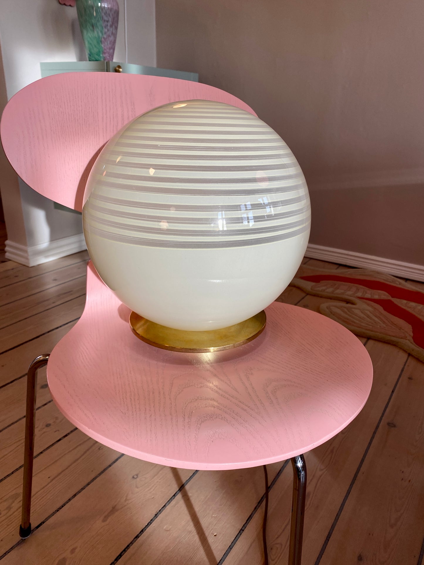 Vintage Murano Globe lampe i swirly gul 30 cm