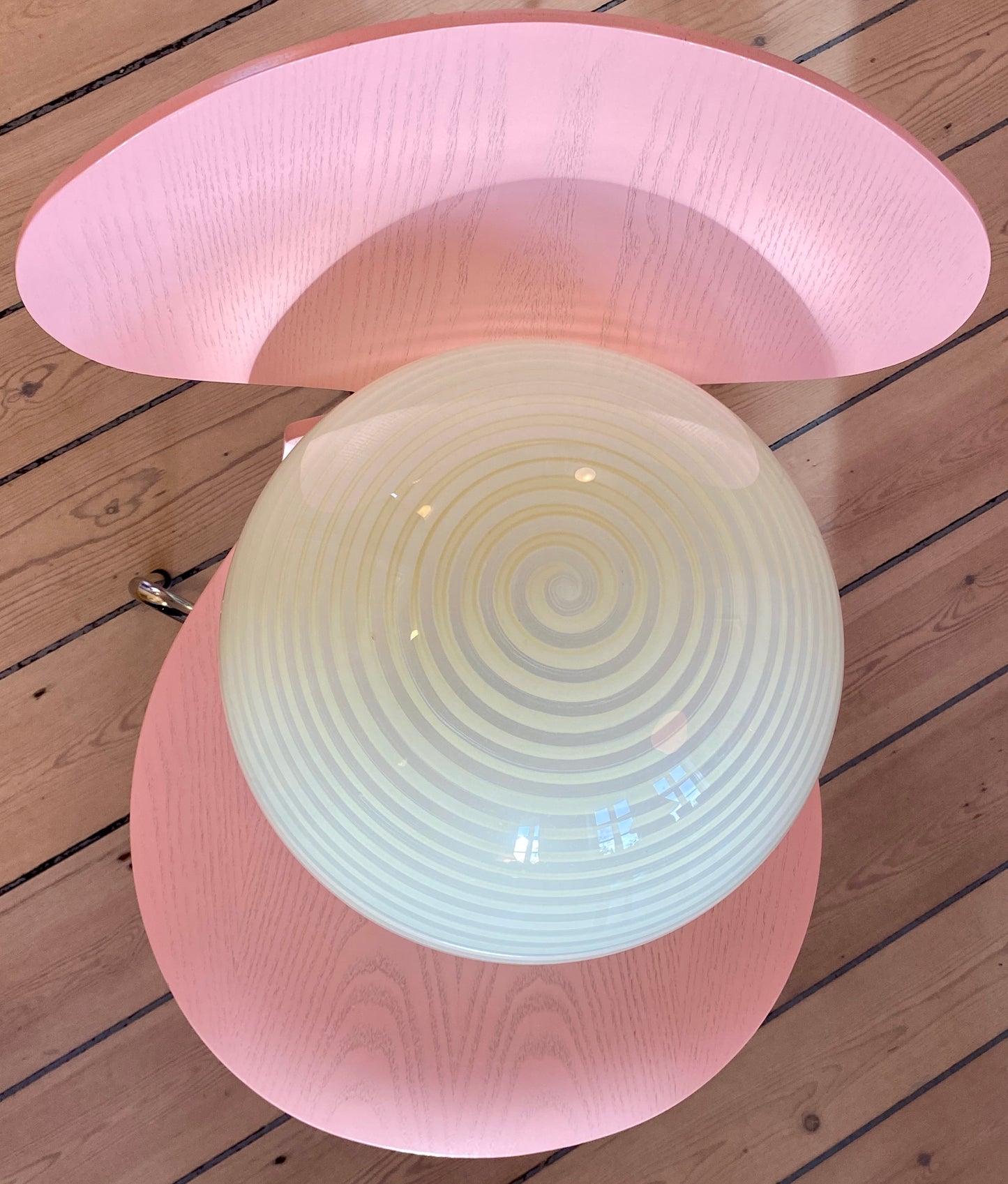Vintage Murano Globe lampe i swirly gul 30 cm