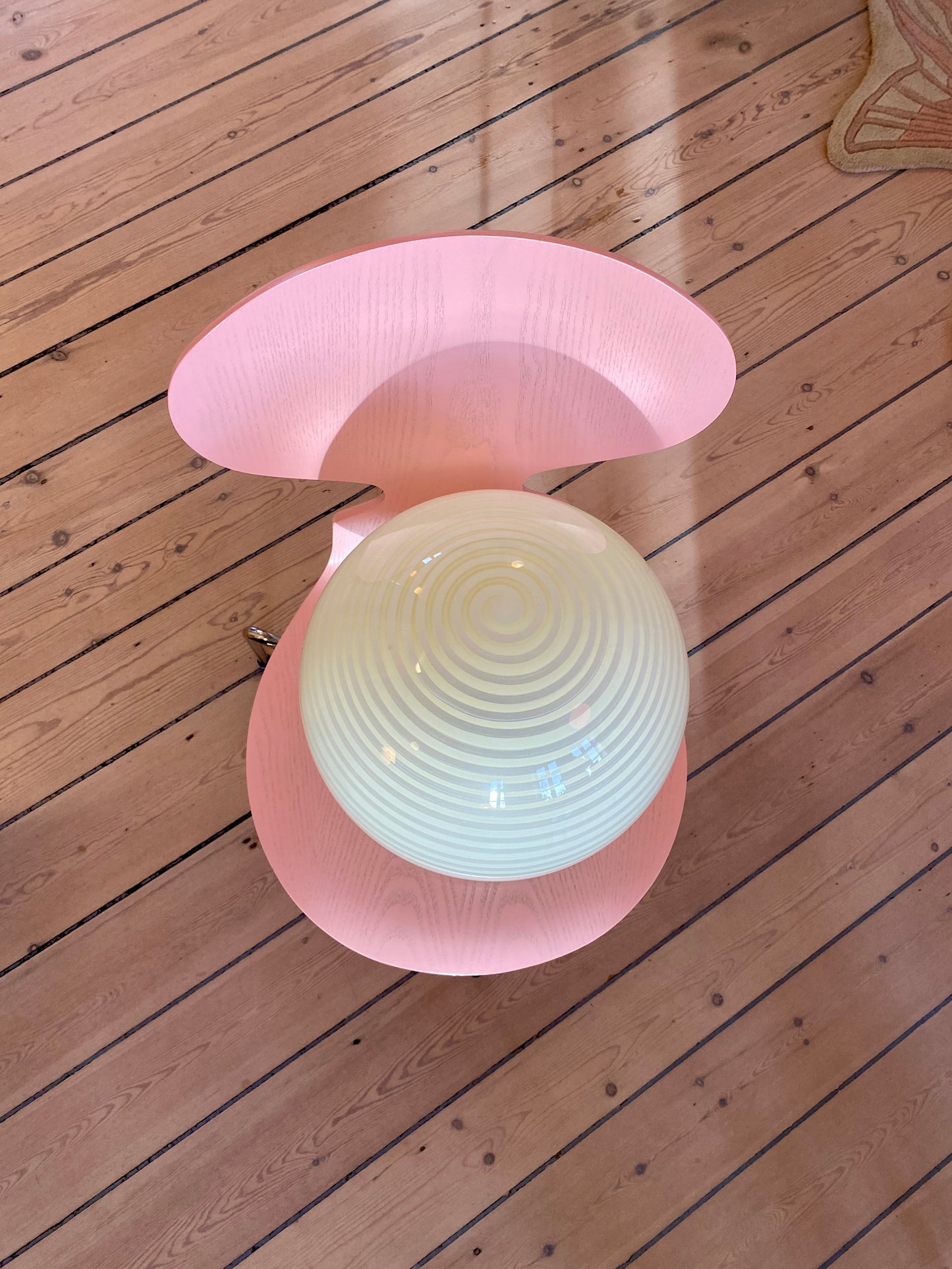 Vintage Murano Globe lampe i swirly gul 30 cm