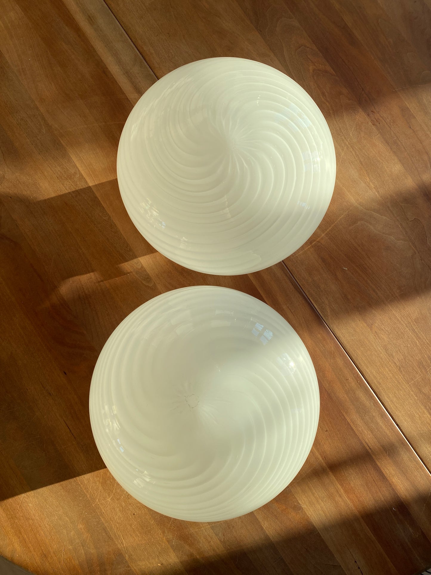 Vintage Murano plafond lampe i hvid swirl 26 cm