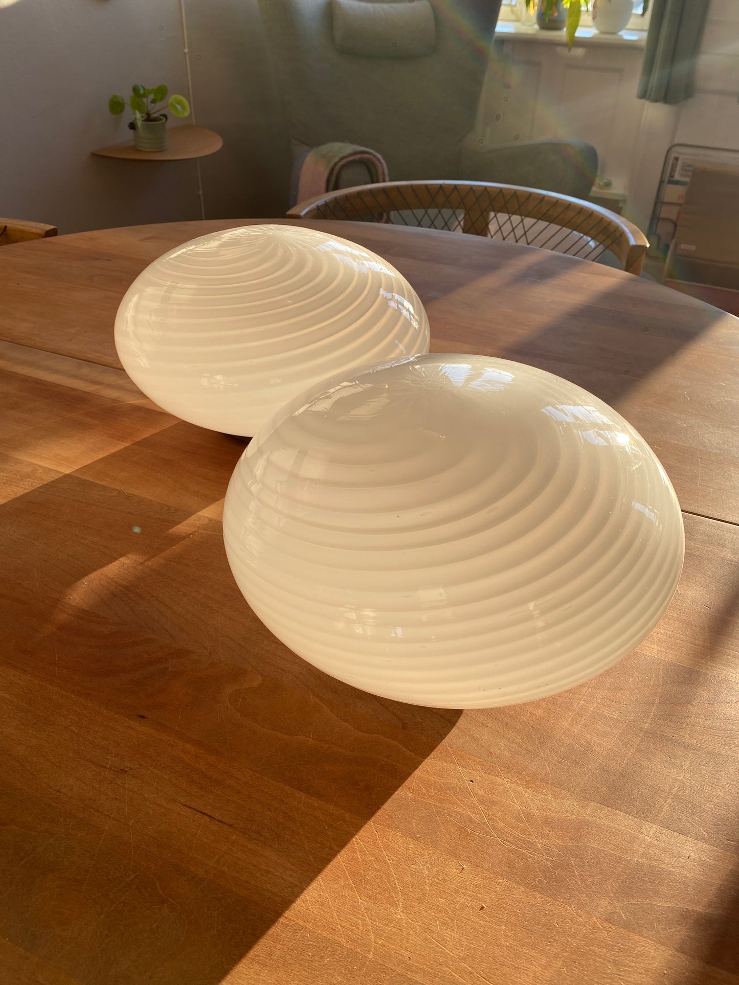 Vintage Murano plafond lampe i hvid swirl 26 cm