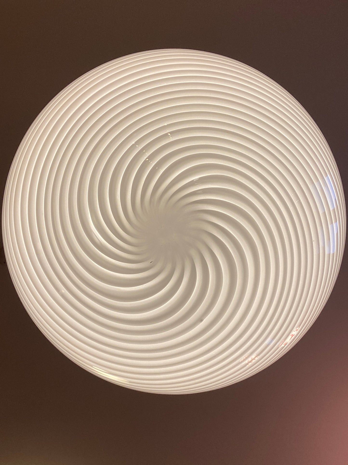Vintage kæmpe Murano loftslampe i hvid swirl 50 cm