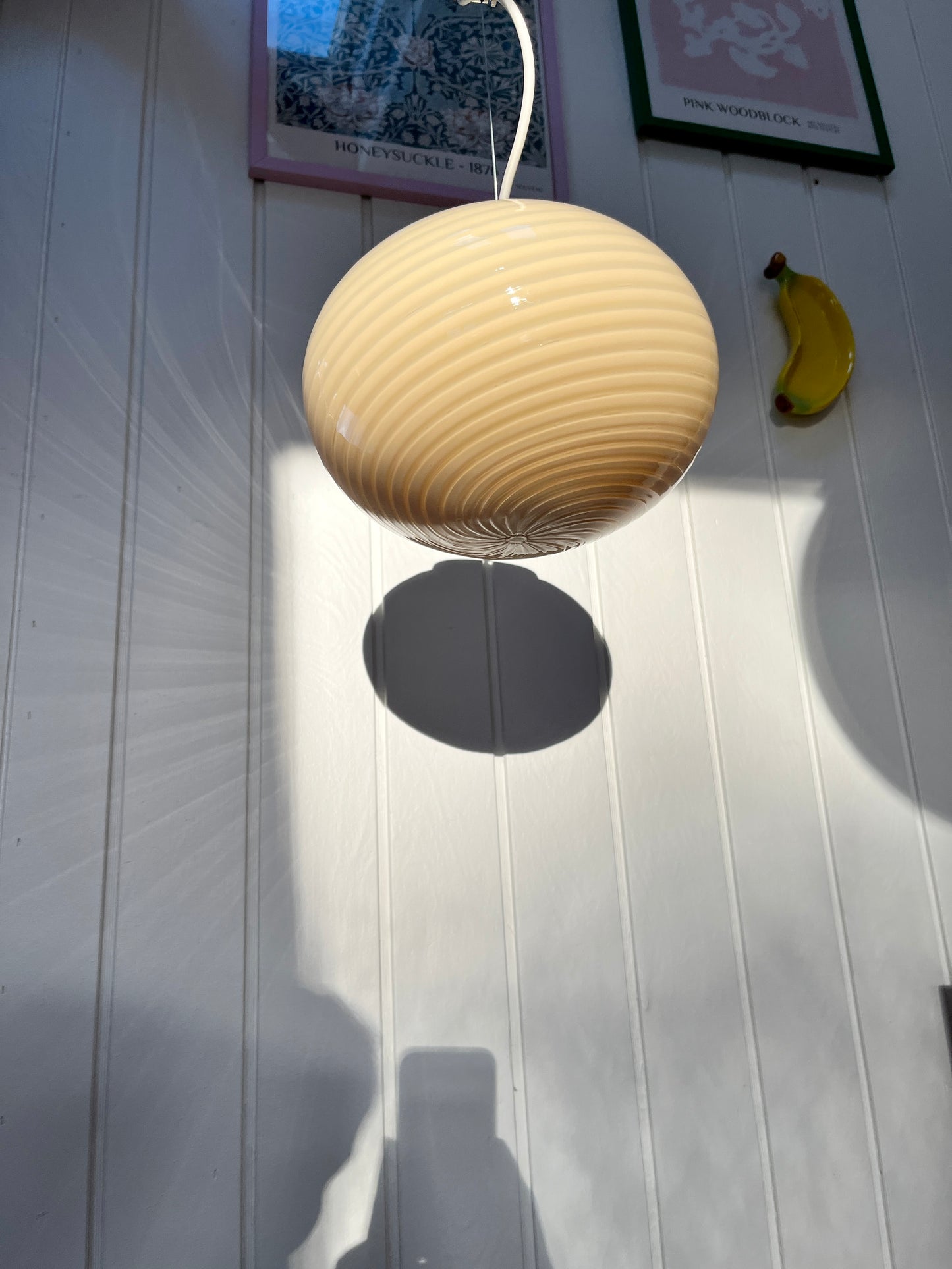 Vintage Murano loftslampe i amber gul af Effetre