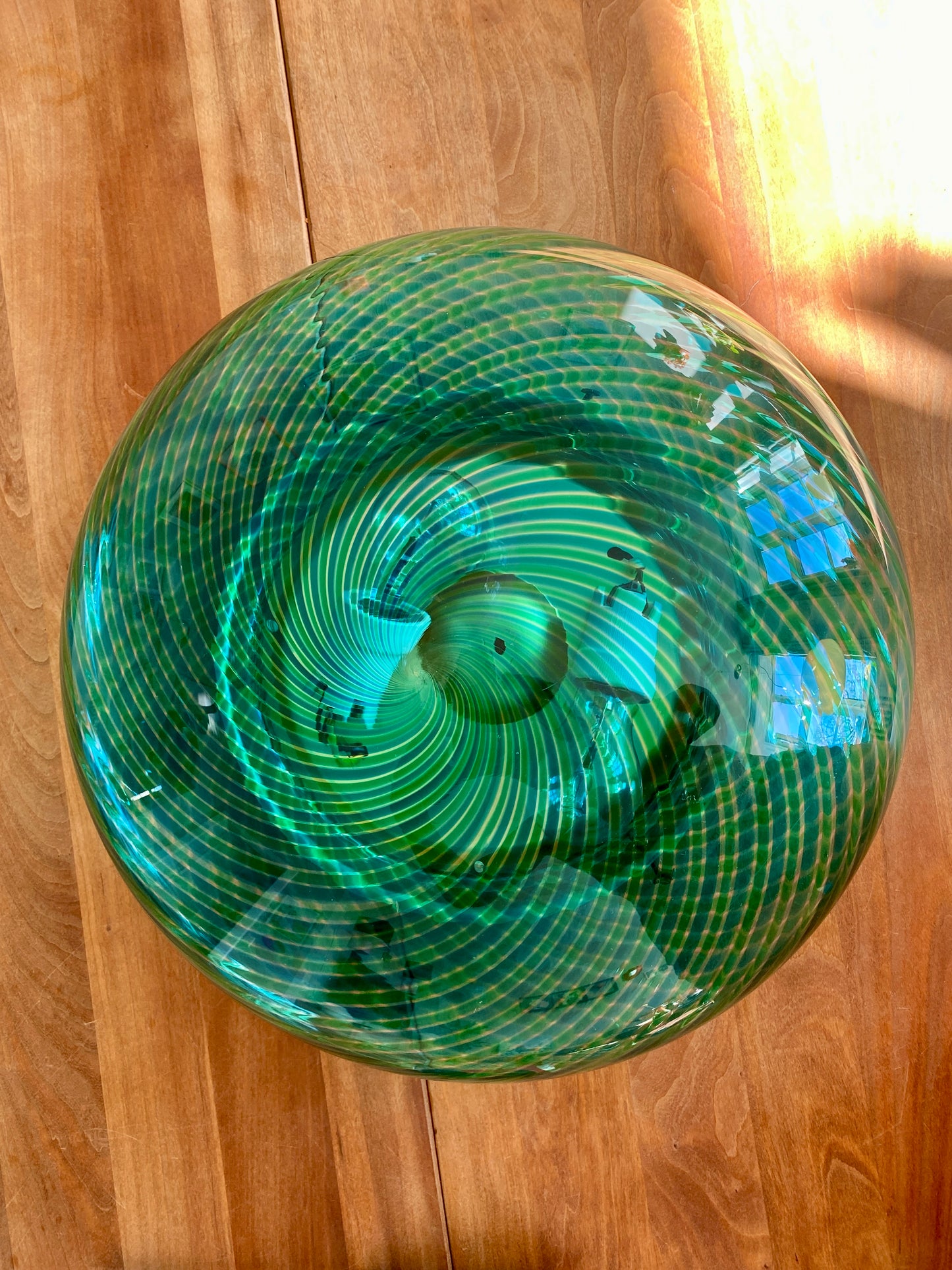 Vintage Murano plafond grøn og blå swirl 40 cm