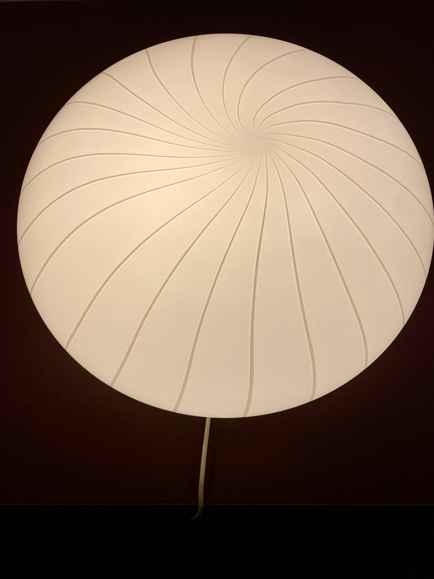 Kæmpe vintage Murano plafond hvid vertikalt filigrana 50 cm