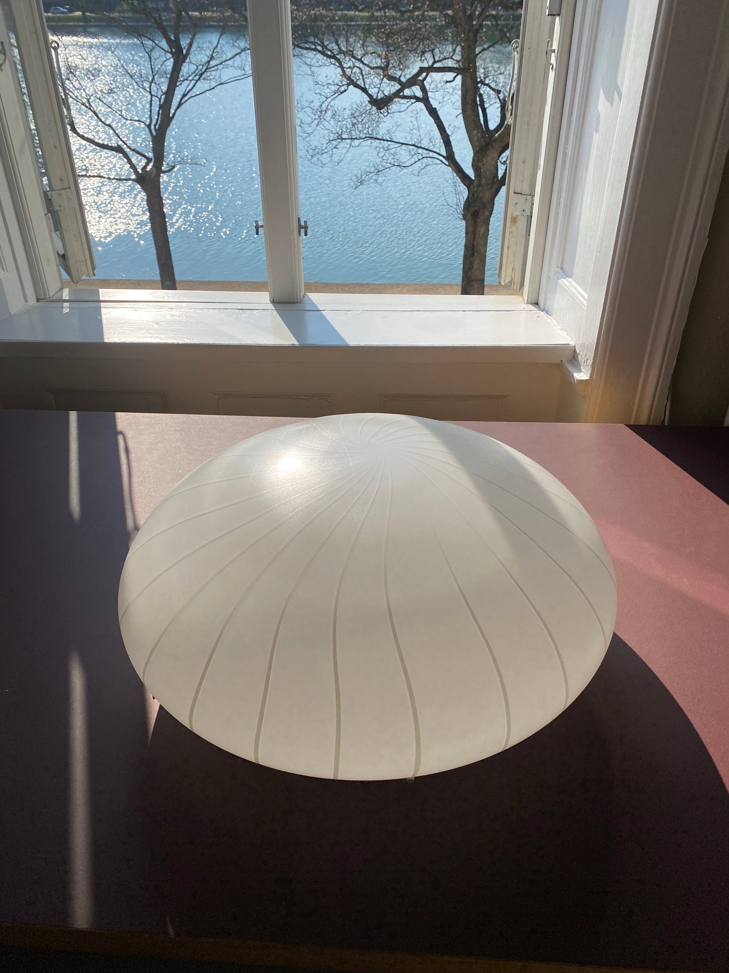 Kæmpe vintage Murano plafond hvid vertikalt filigrana 50 cm