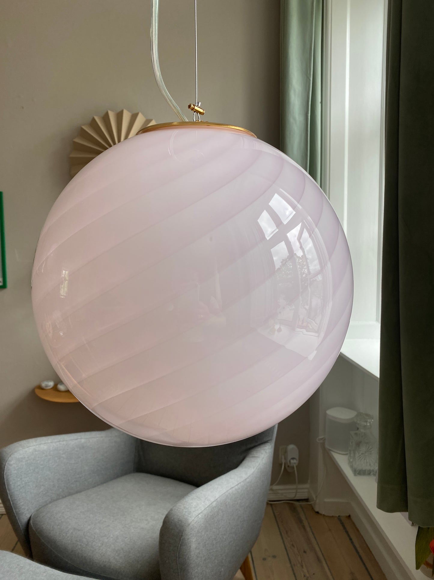 Lyserød Murano loftslampe i swirl 30