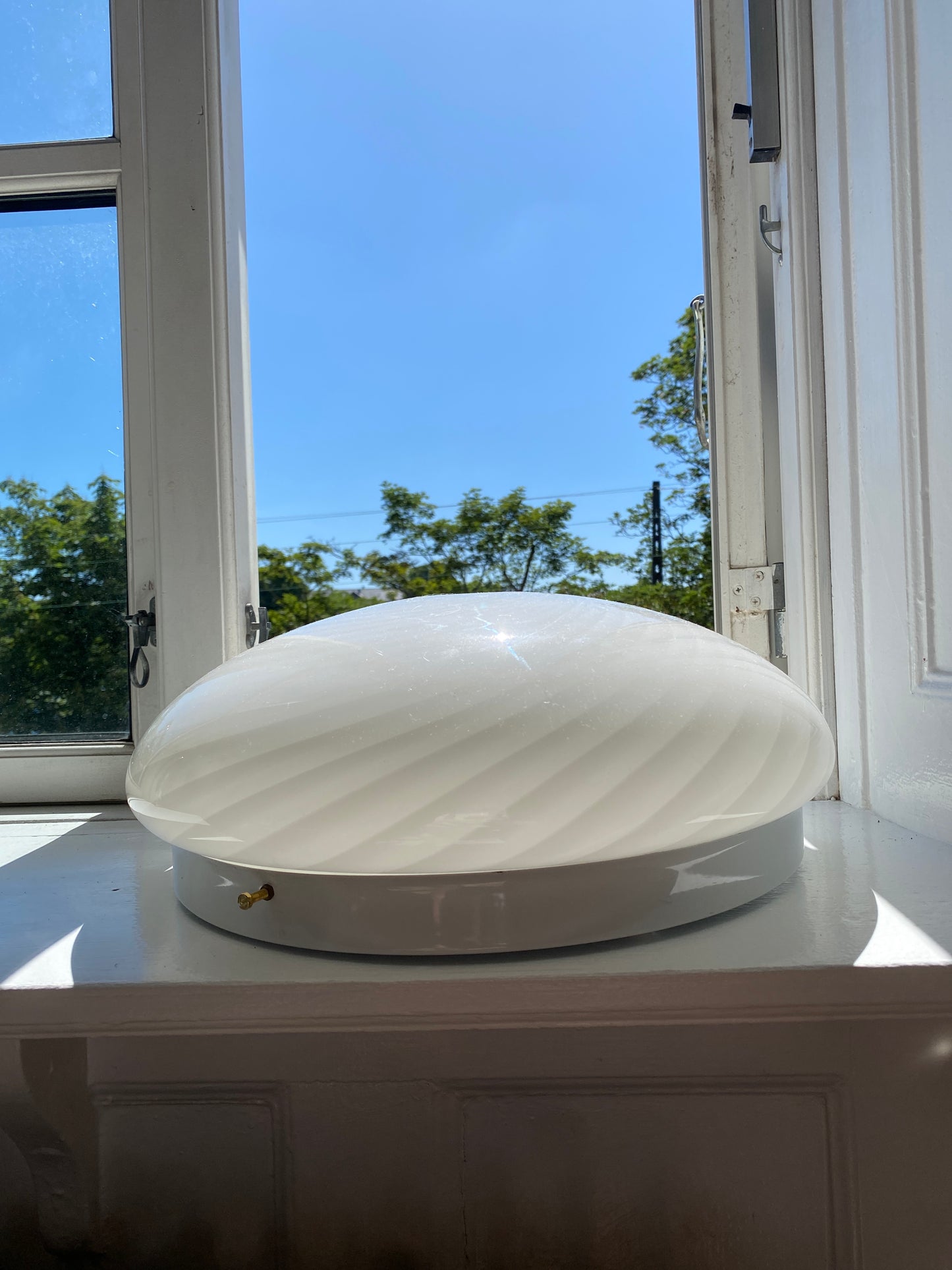 Murano plafond i hvid med swirl 40 cm