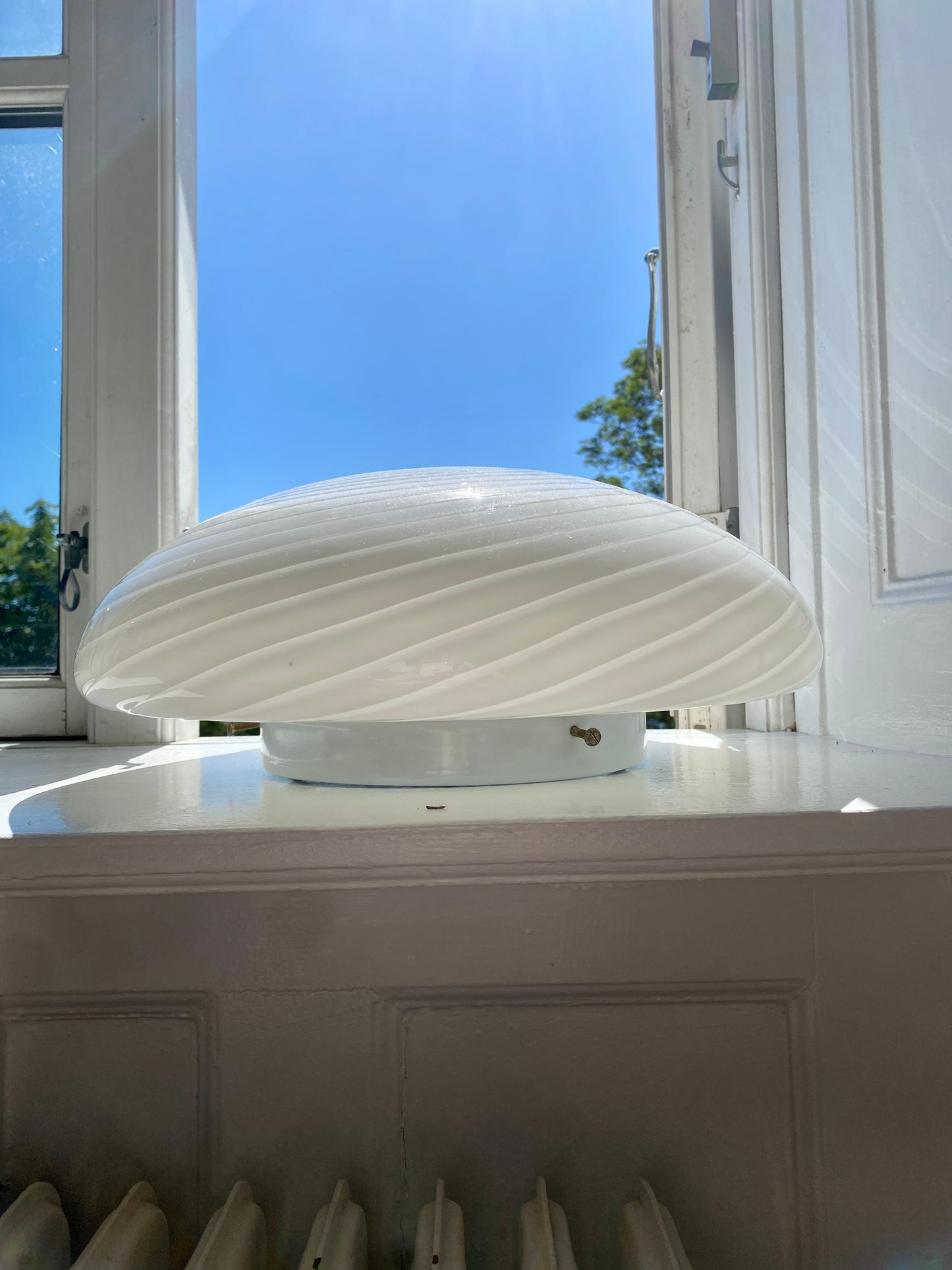 Murano plafond Effetre i hvid med swirl 40 cm