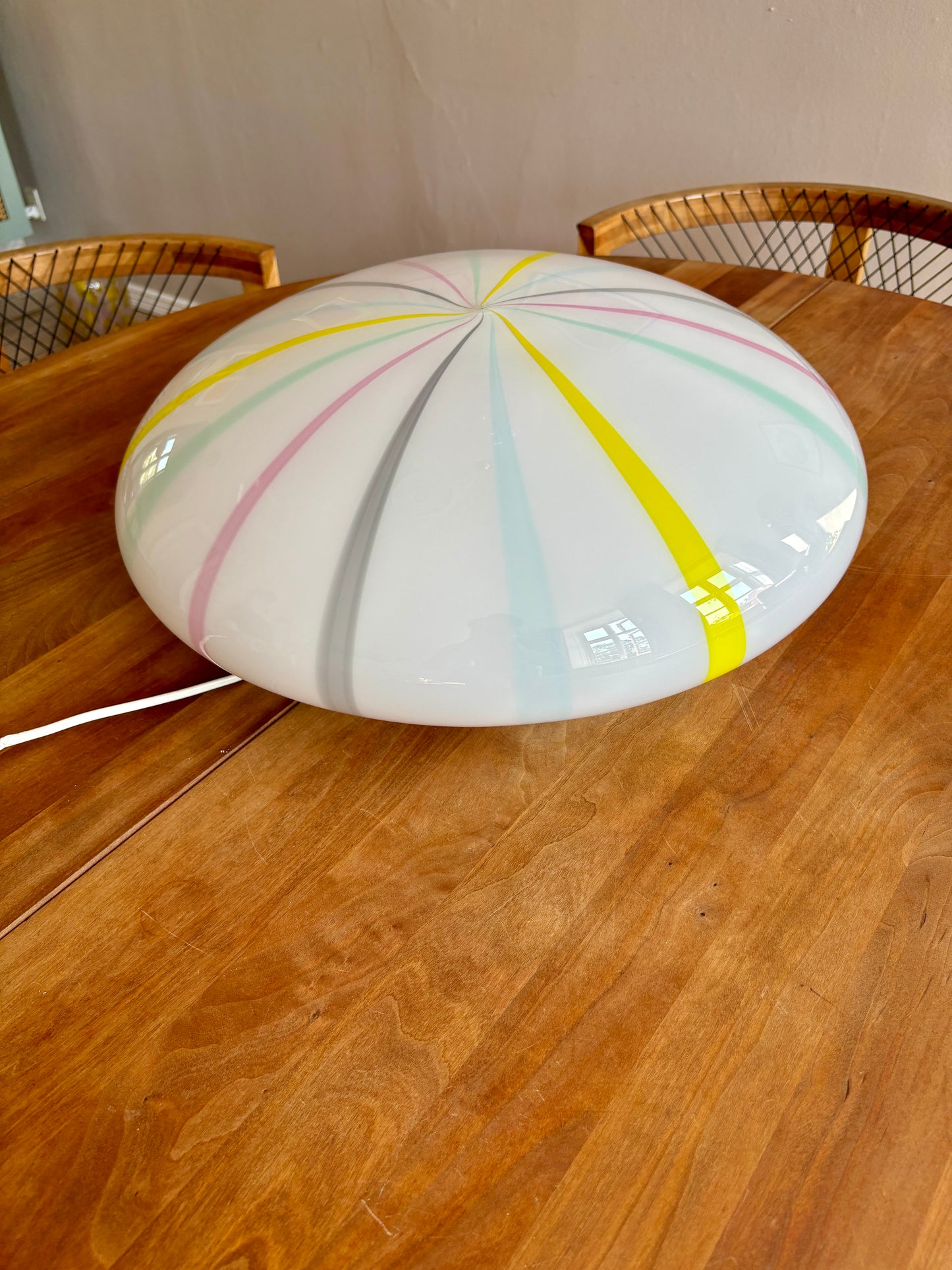 Kæmpe vintage Murano plafond lampe med multicolor filigrana mønster