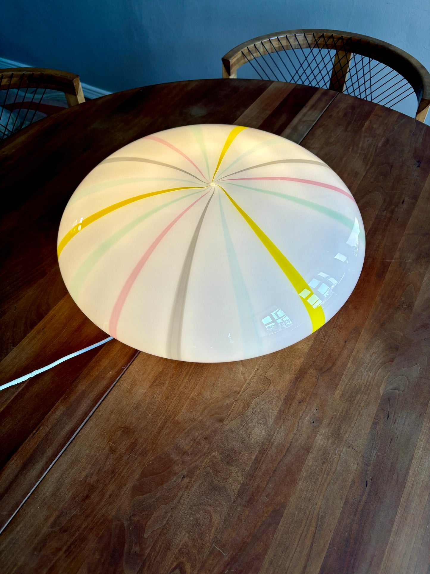 Kæmpe vintage Murano plafond lampe med multicolor filigrana mønster
