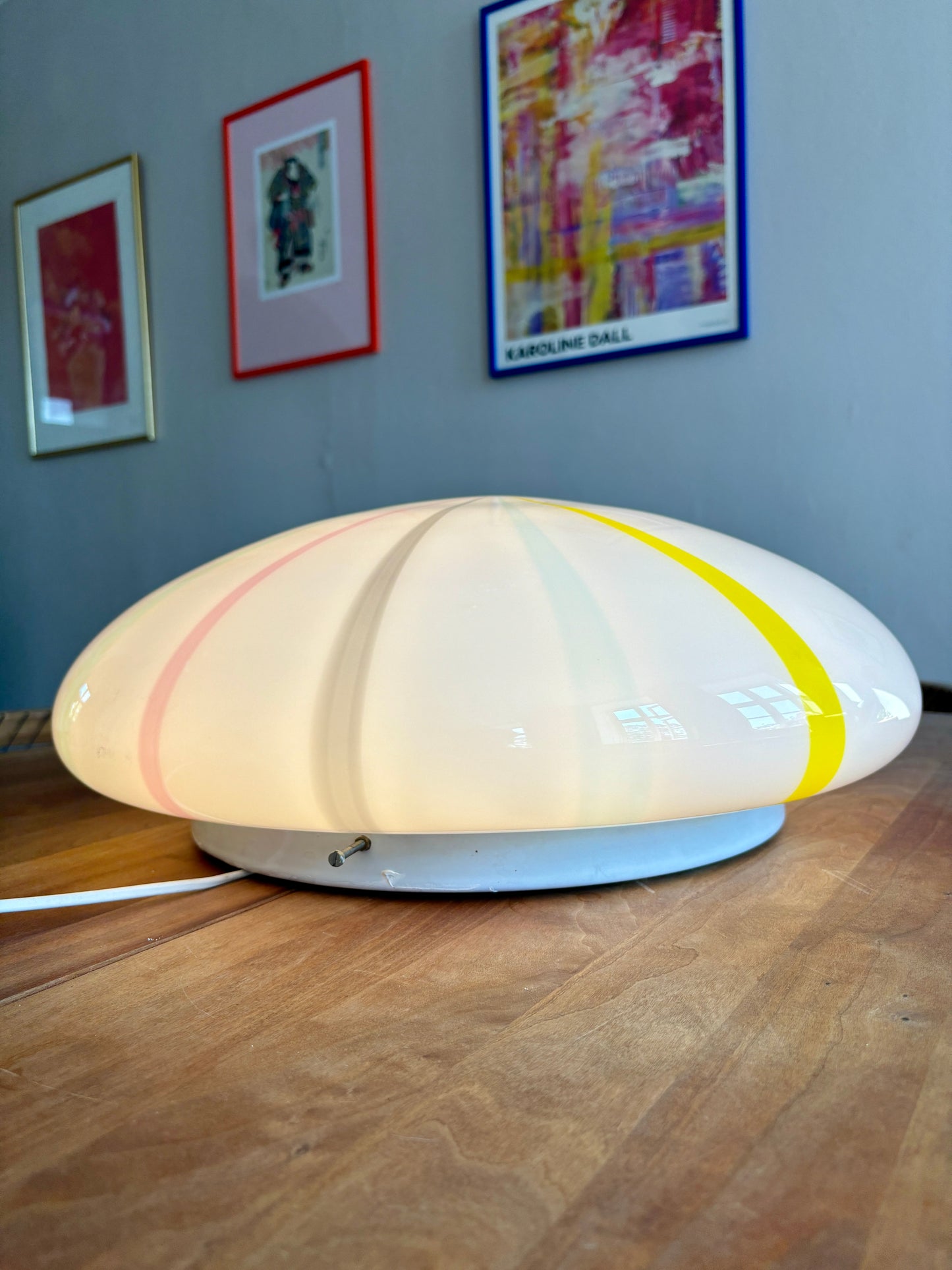 Kæmpe vintage Murano plafond lampe med multicolor filigrana mønster