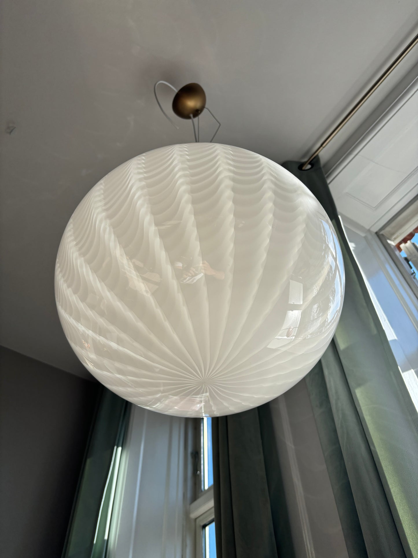 Vintage Murano loftslampe med peacock mønster 45 cm