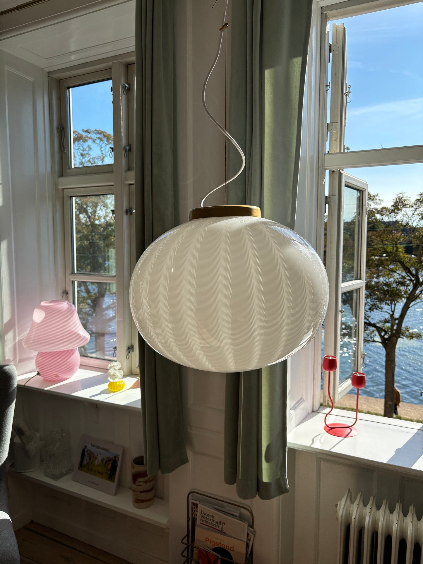 Vintage Murano loftslampe med peacock mønster 45 cm